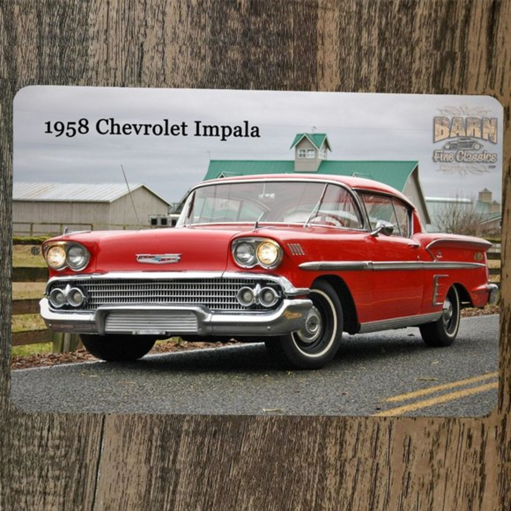 1958 Chevrolet‎ Chevy Impala Muscle Car 8x12 Metal Wall Garage Sign Poster